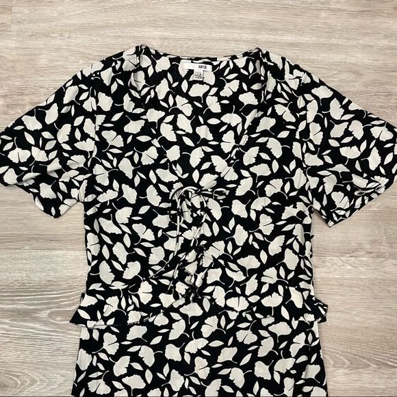 AMUSE SOCIETY Black White Floral print Midi Dress VIscose - Picture 4 of 10